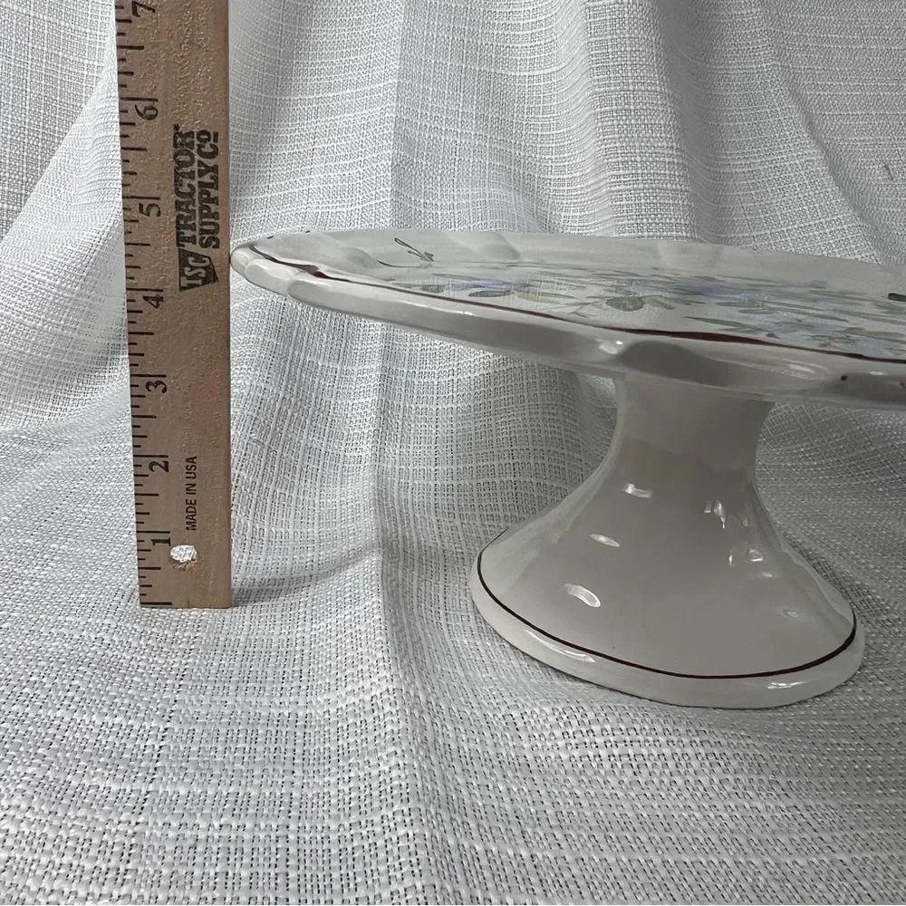Vintage Antonio Zen Scultore Nove Italian Hand painted Cake Platter Pedestal